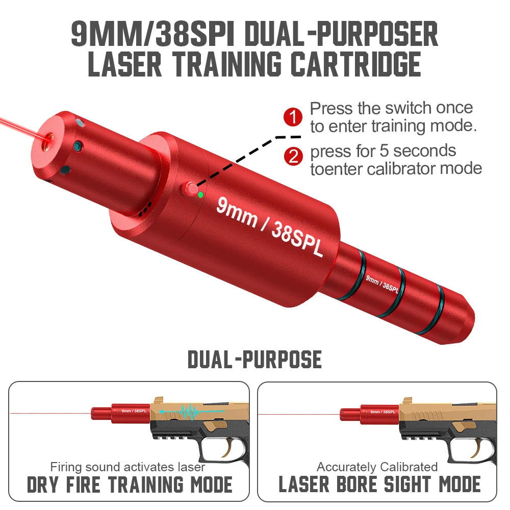 9MM Magnetic Suction Laser Training Bullet With Red Dot Laser