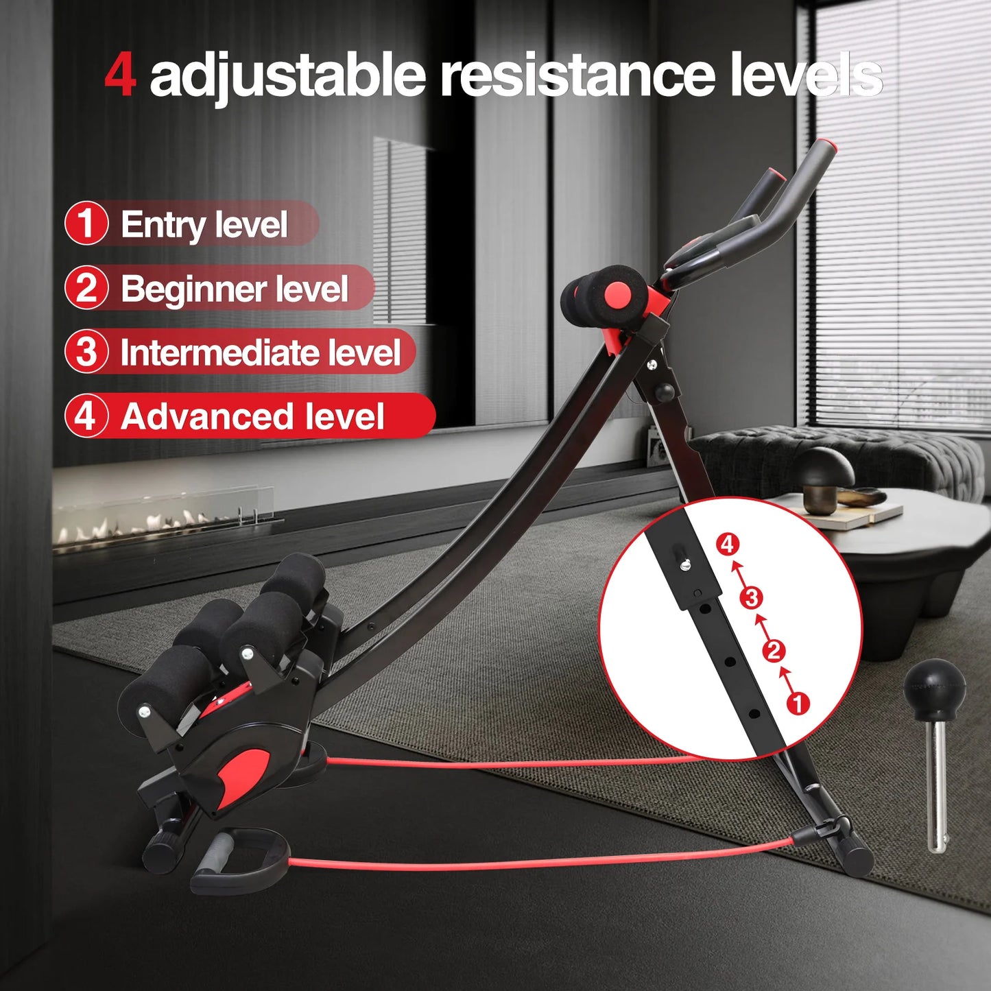Dual Track Ab Machine Cruncher With Adjustable Height Waist Trainer