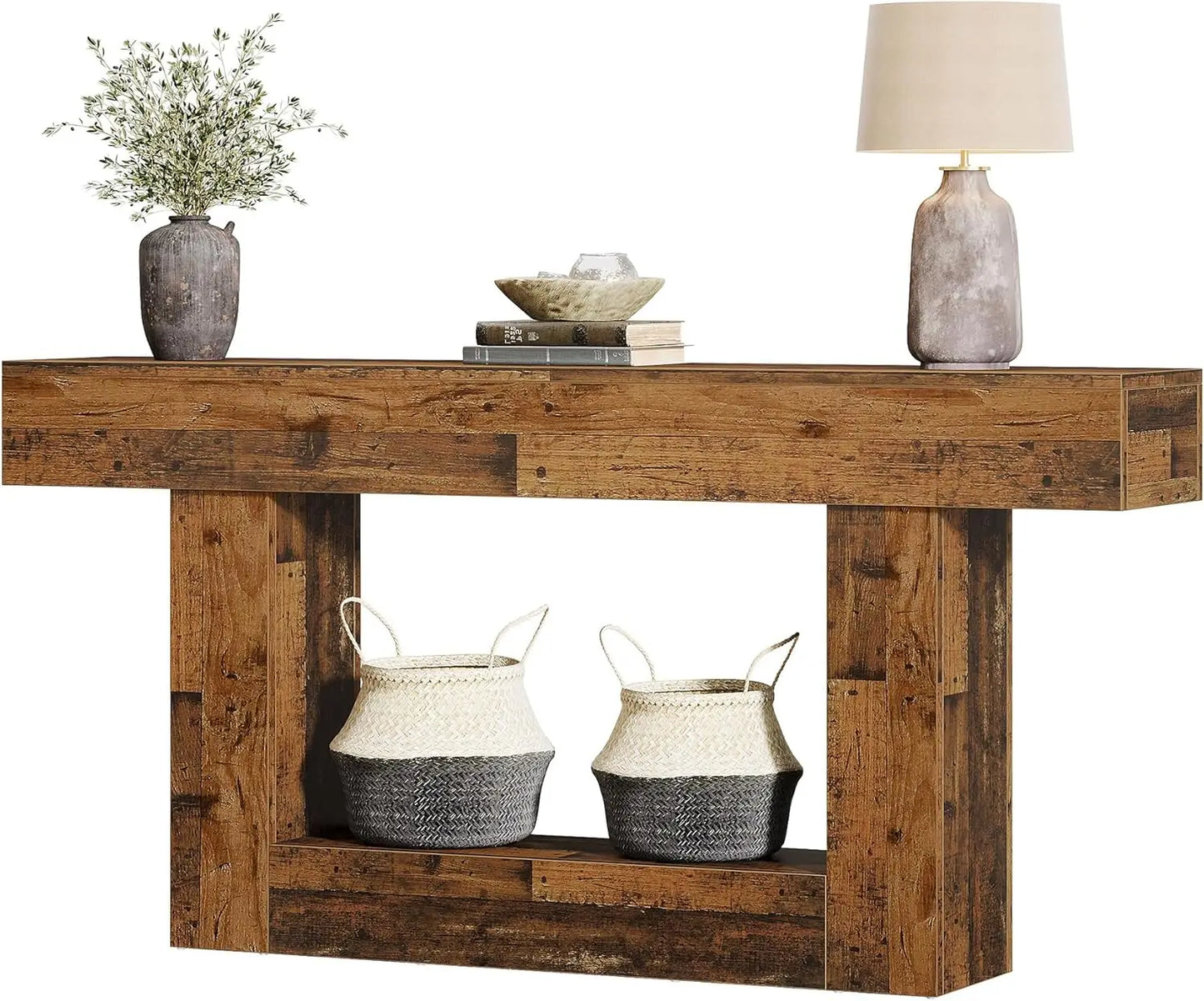 Tribesigns Farmhouse 2-Tier Entryway Console Table With U-Shaped Base