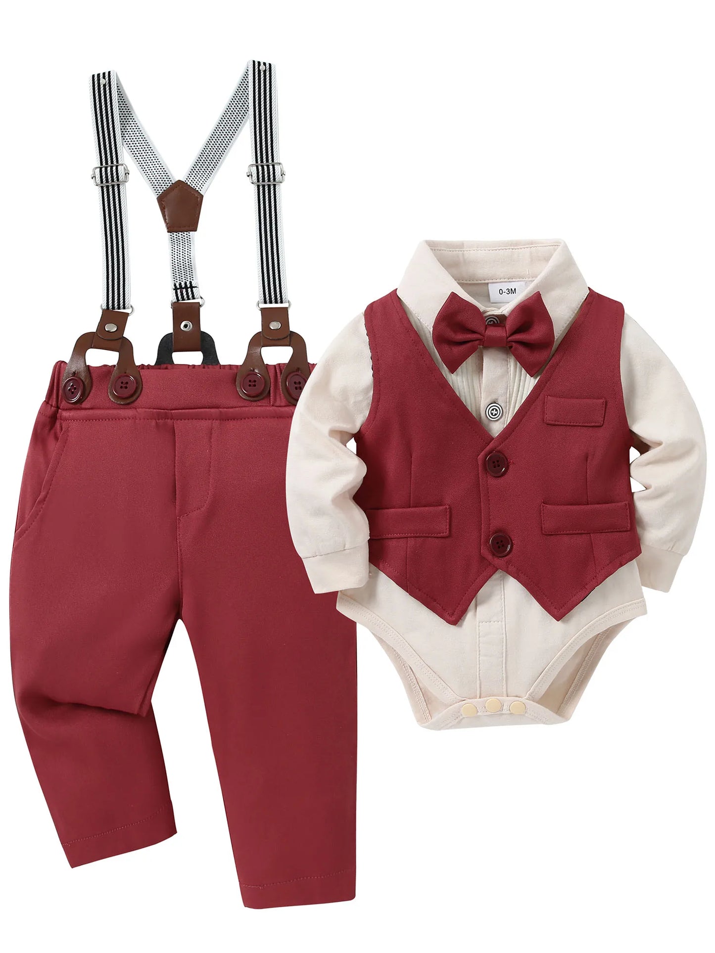 Baby Boy Wedding Outfit Set Dress Shirt Vest Bowtie