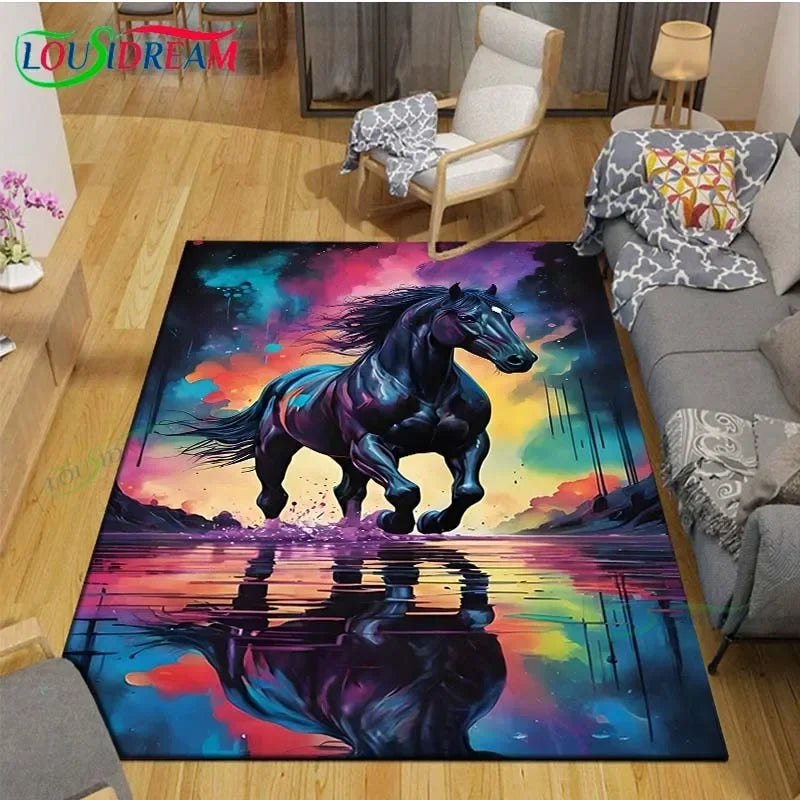 3D Horse Painting Carpet Anti Slip Living Room Rug