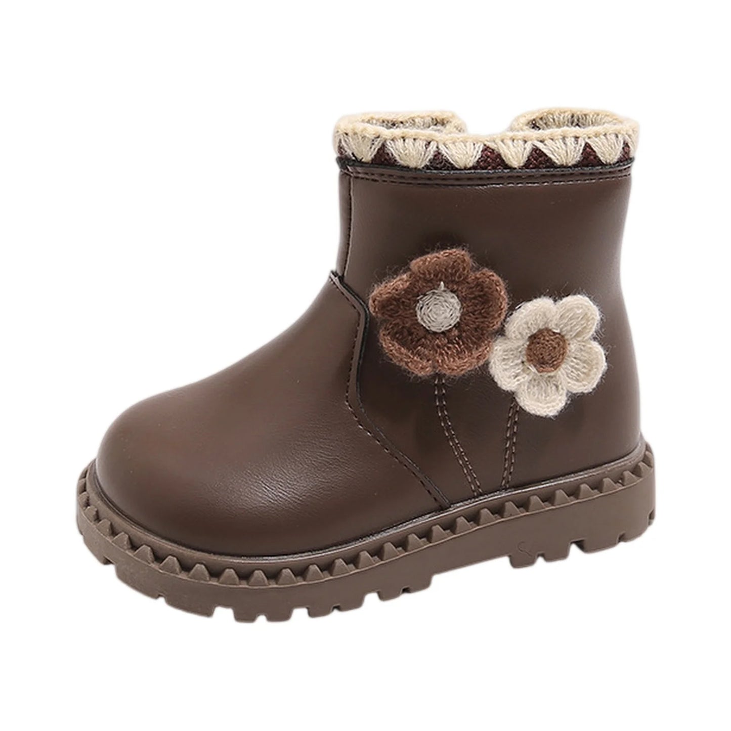Girls Fleece Lined Winter Boots Zip Closure Rubber Sole