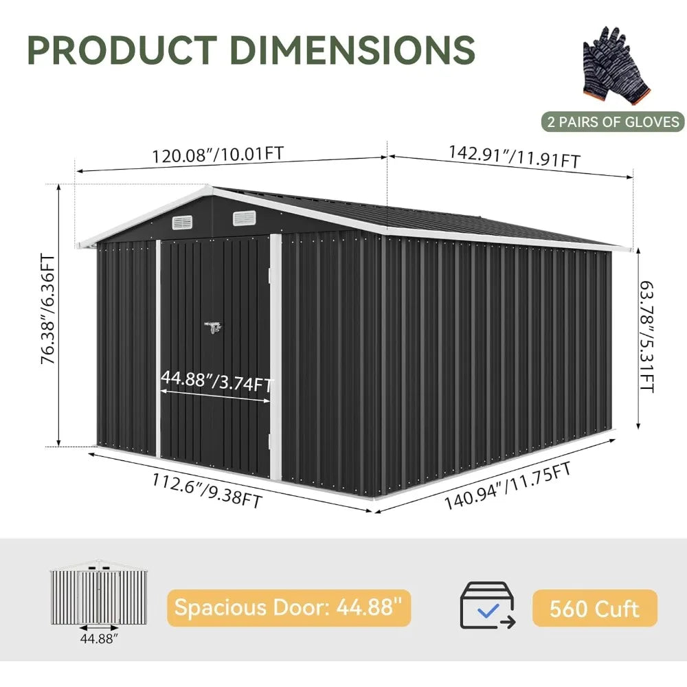 Outdoor Storage Shed With Double Hinged Door For Garden Utility