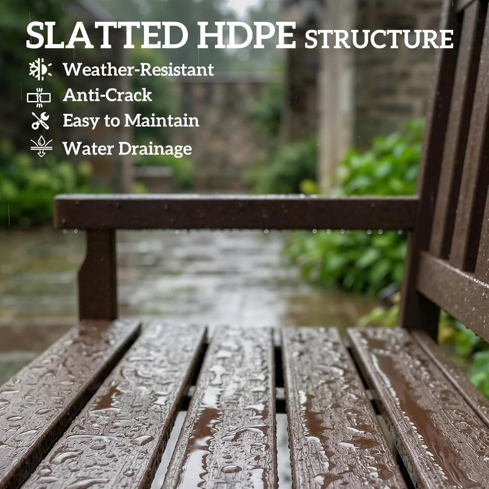 All Weather HDPE Garden Bench For Two With 528 Lbs Capacity