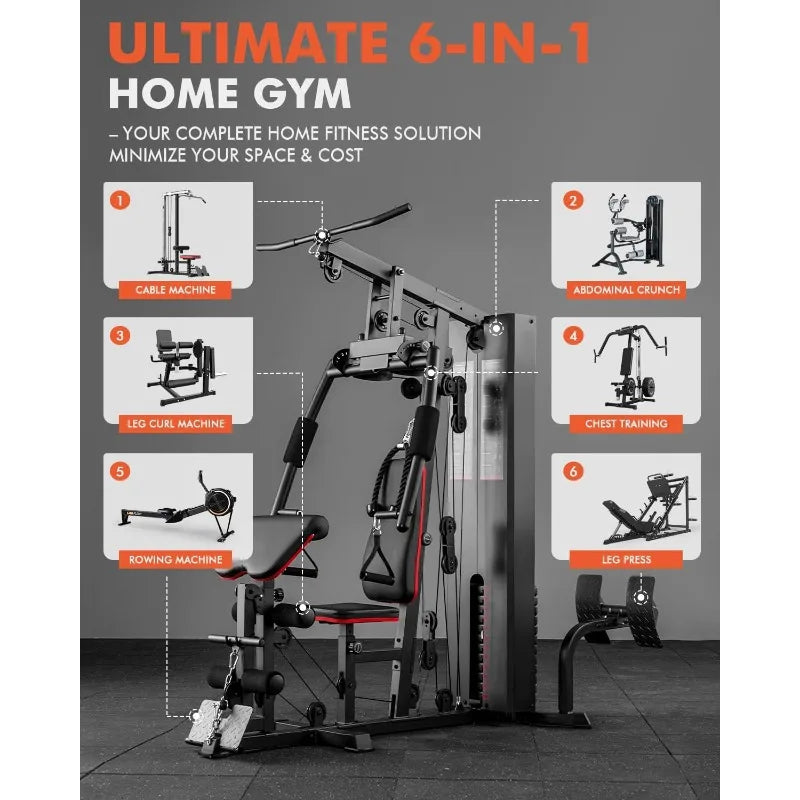Multifunctional Home Gym Station With 150 LBS Weight Stack