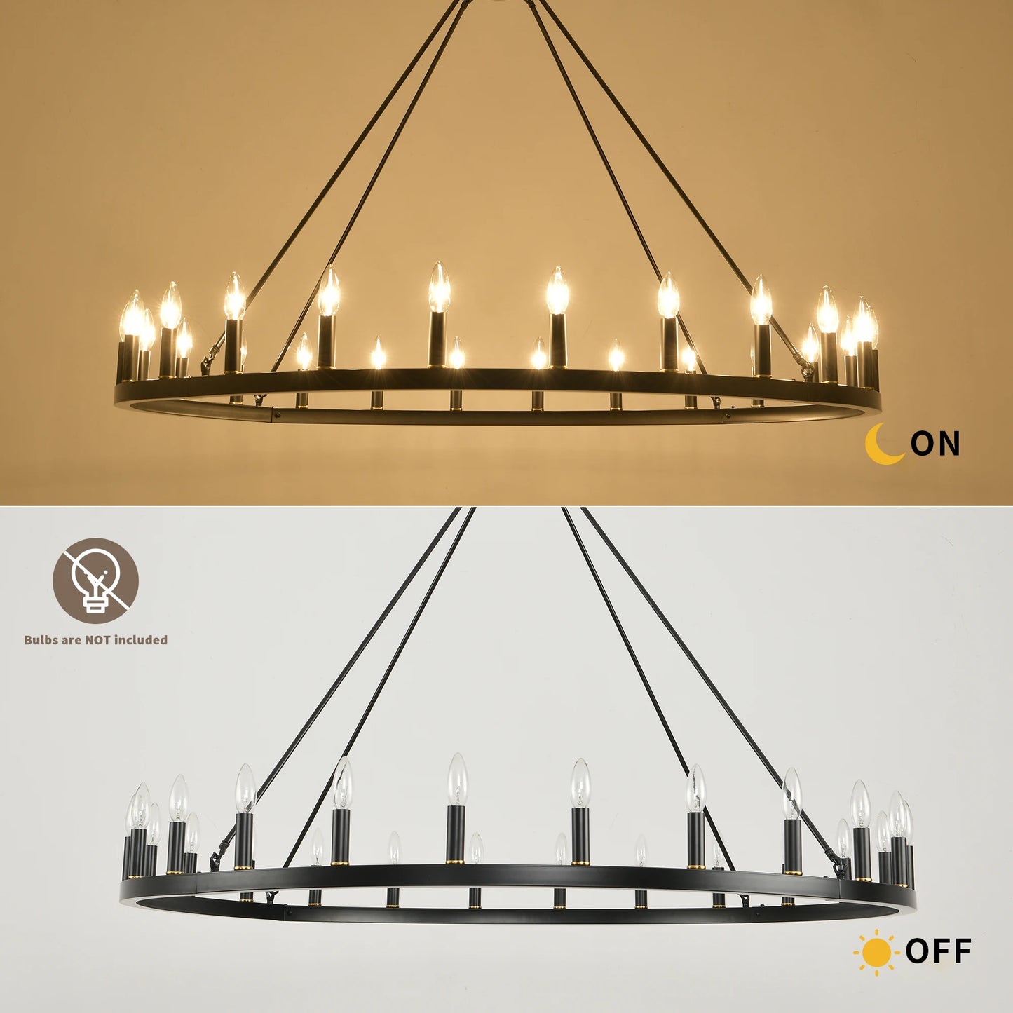 Wagon Wheel Chandelier 24 Lights Modern Rustic Farmhouse Pendant