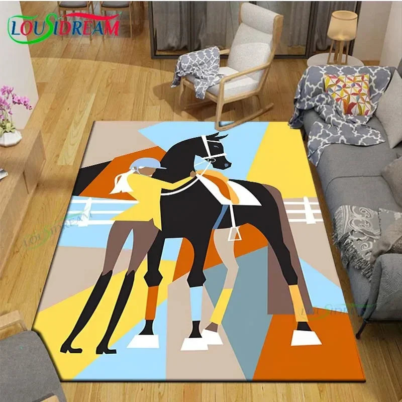 3D Horse Painting Carpet Anti Slip Living Room Rug