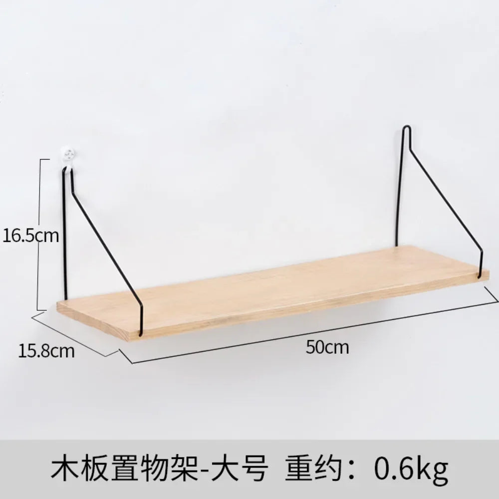Wooden Wall Shelf With Iron Rack For Bedroom And Kid Room Decor