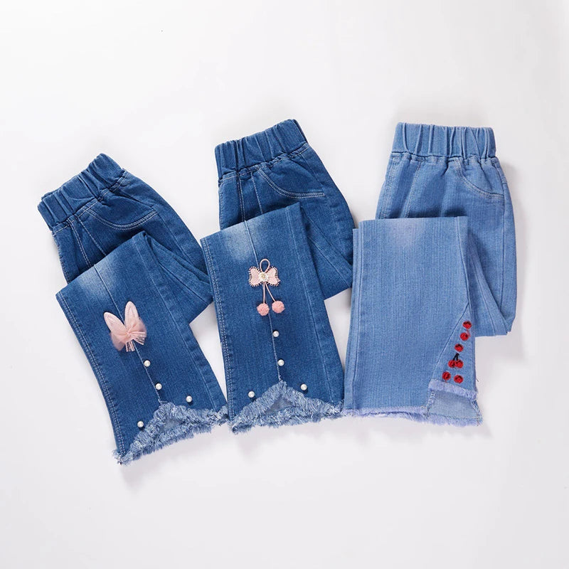 YSUBEST Girls Jeans Bell Bottoms For Spring Autumn Casual Kids