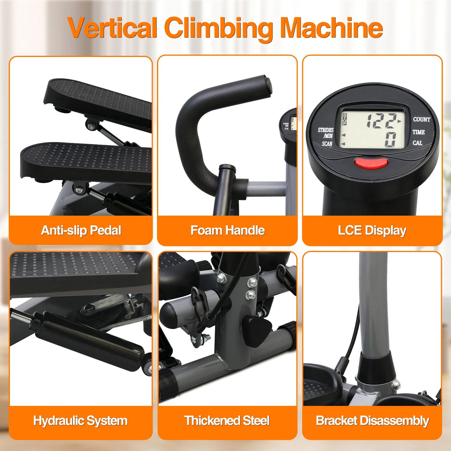 Multifunctional Exercise Stepper Machine With LCD Monitor And Resistance Bands