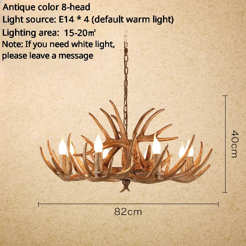 Deer Antler Lamp With Lampshade Resin Indoor Home Decor