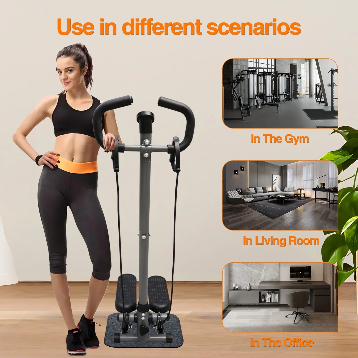Multifunctional Exercise Stepper Machine With LCD Monitor And Resistance Bands