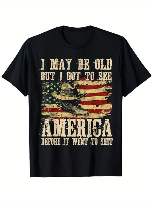 MNHK I May Be Old Yet Still See USA TShirtWithPatrioticDesign