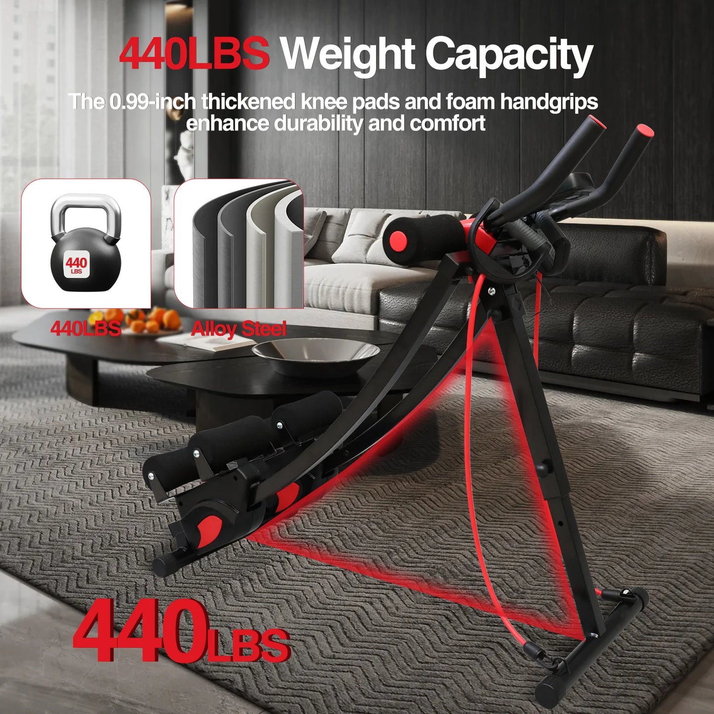 Adjustable Abdominal Curling Exercise Machine Dual Track Foldable Home Gym