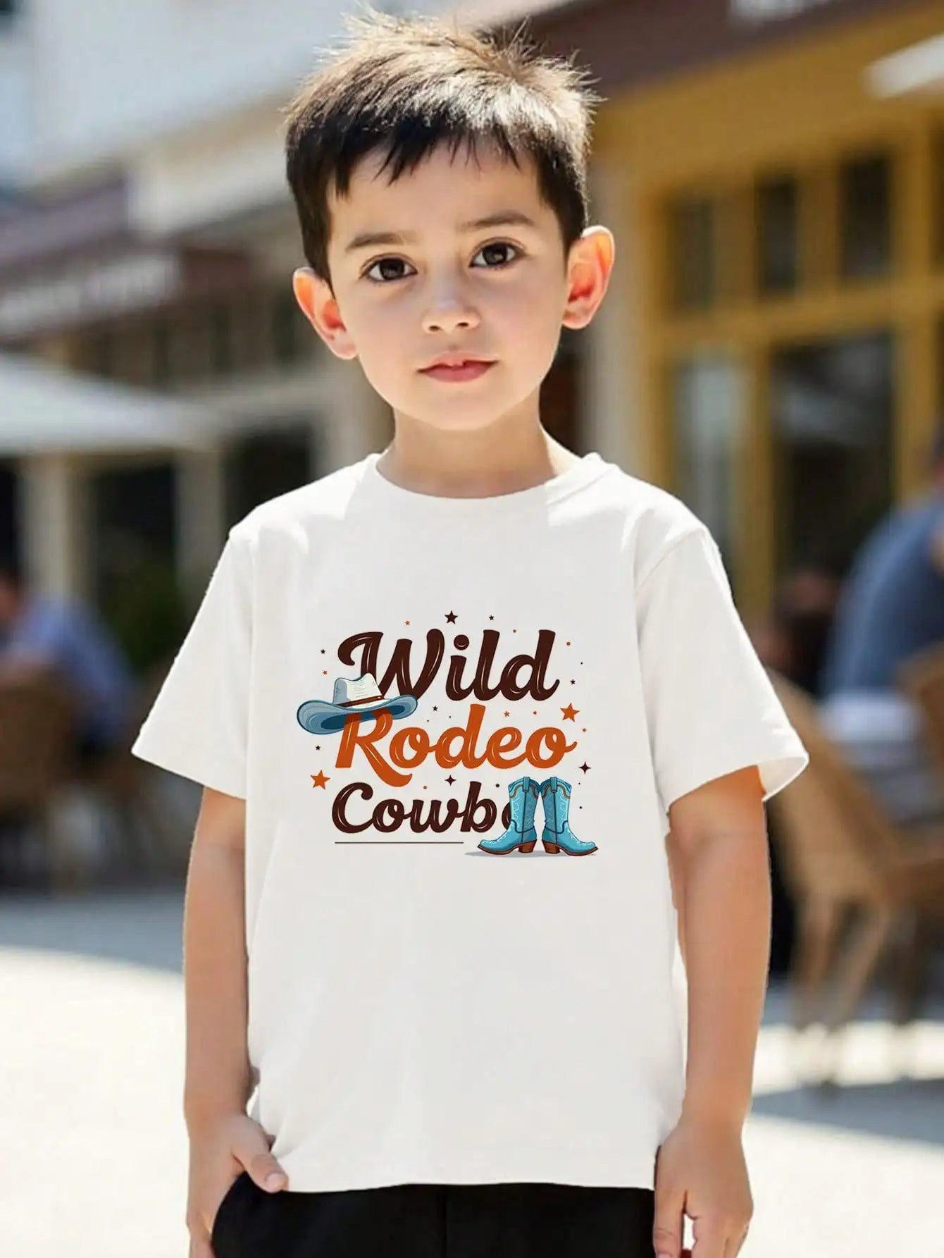 Cotton Western Rodeo Kids Tee Unisex Cowboy Boots Hat