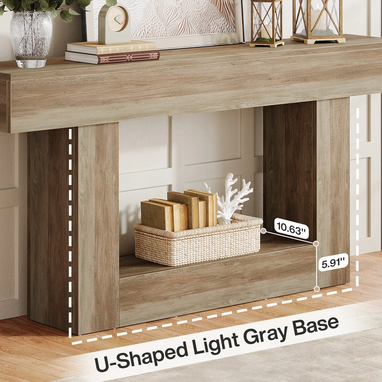 Tribesigns Farmhouse 2-Tier Entryway Console Table With U-Shaped Base