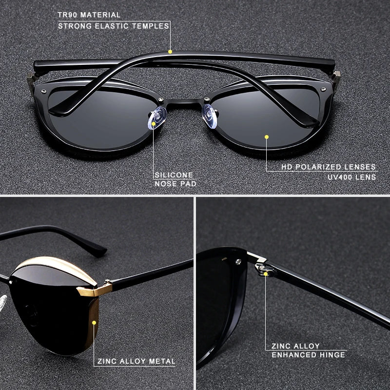 CLLOIO Polarized Sunglasses Women Cat Eye Driving Shades Luxury