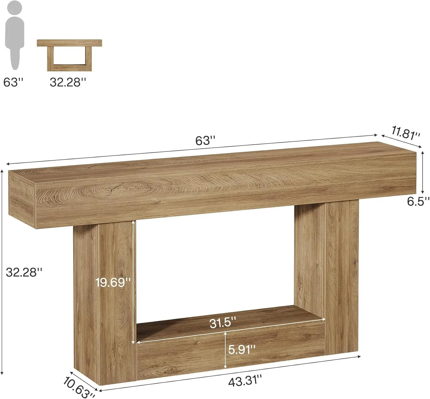 Tribesigns Farmhouse 2-Tier Entryway Console Table With U-Shaped Base