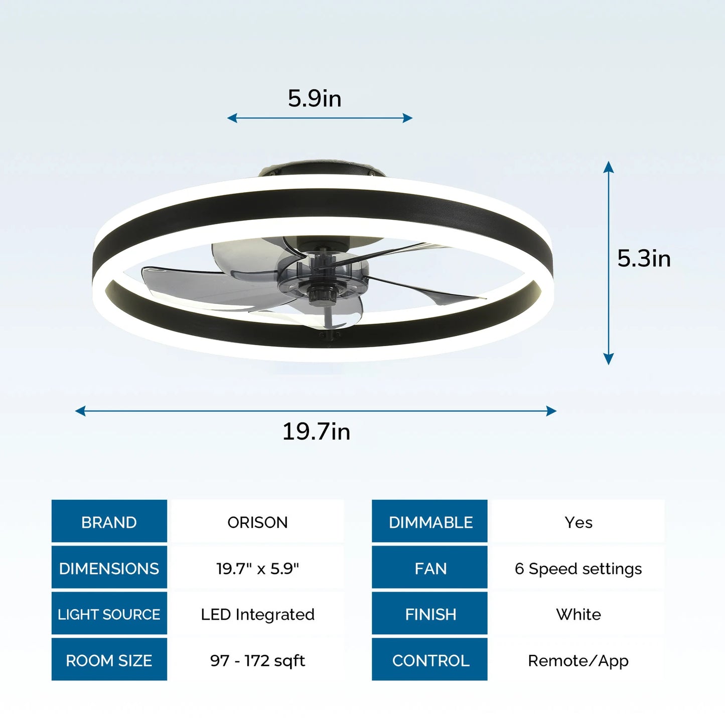 Orison Ceiling Fan With Remote Control Low Profile LED