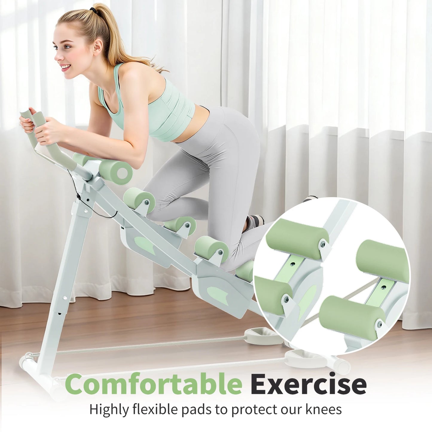 Adjustable Abdominal Curling Exercise Machine Dual Track Foldable Home Gym