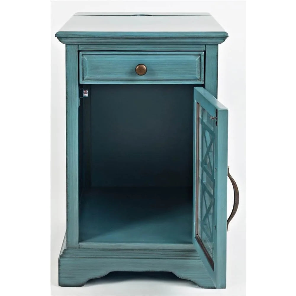 Jofran Farmhouse Craftsman End Table With USB Charging Station