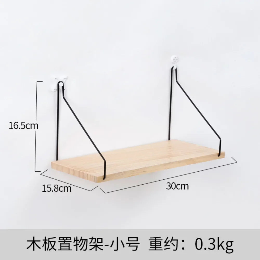 Wooden Wall Shelf With Iron Rack For Bedroom And Kid Room Decor