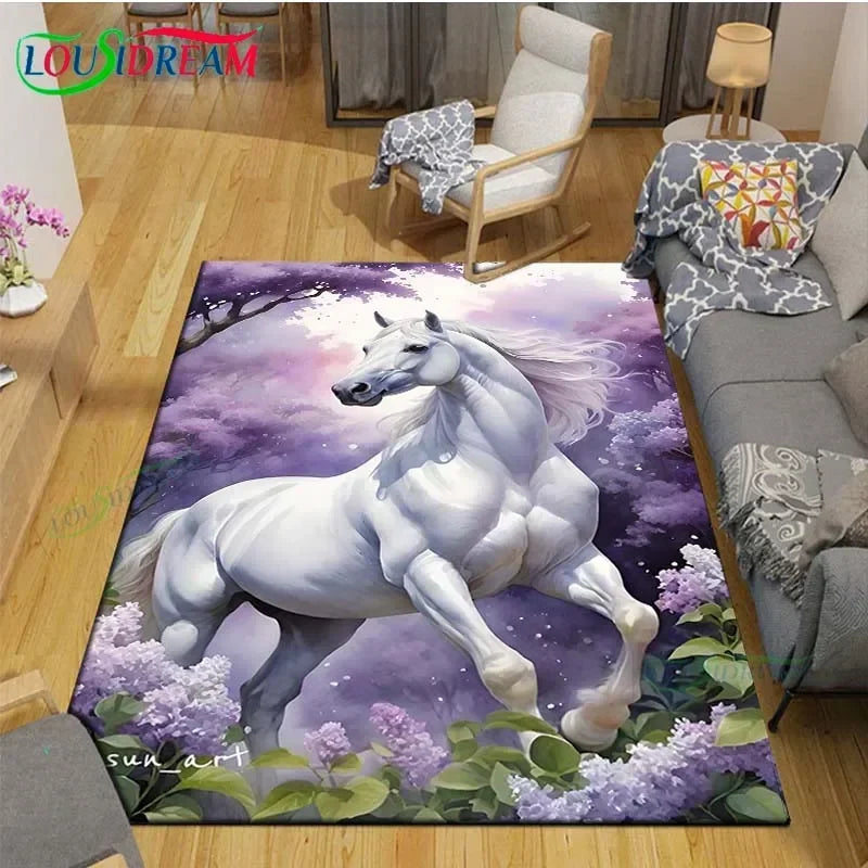 3D Horse Painting Carpet Anti Slip Living Room Rug