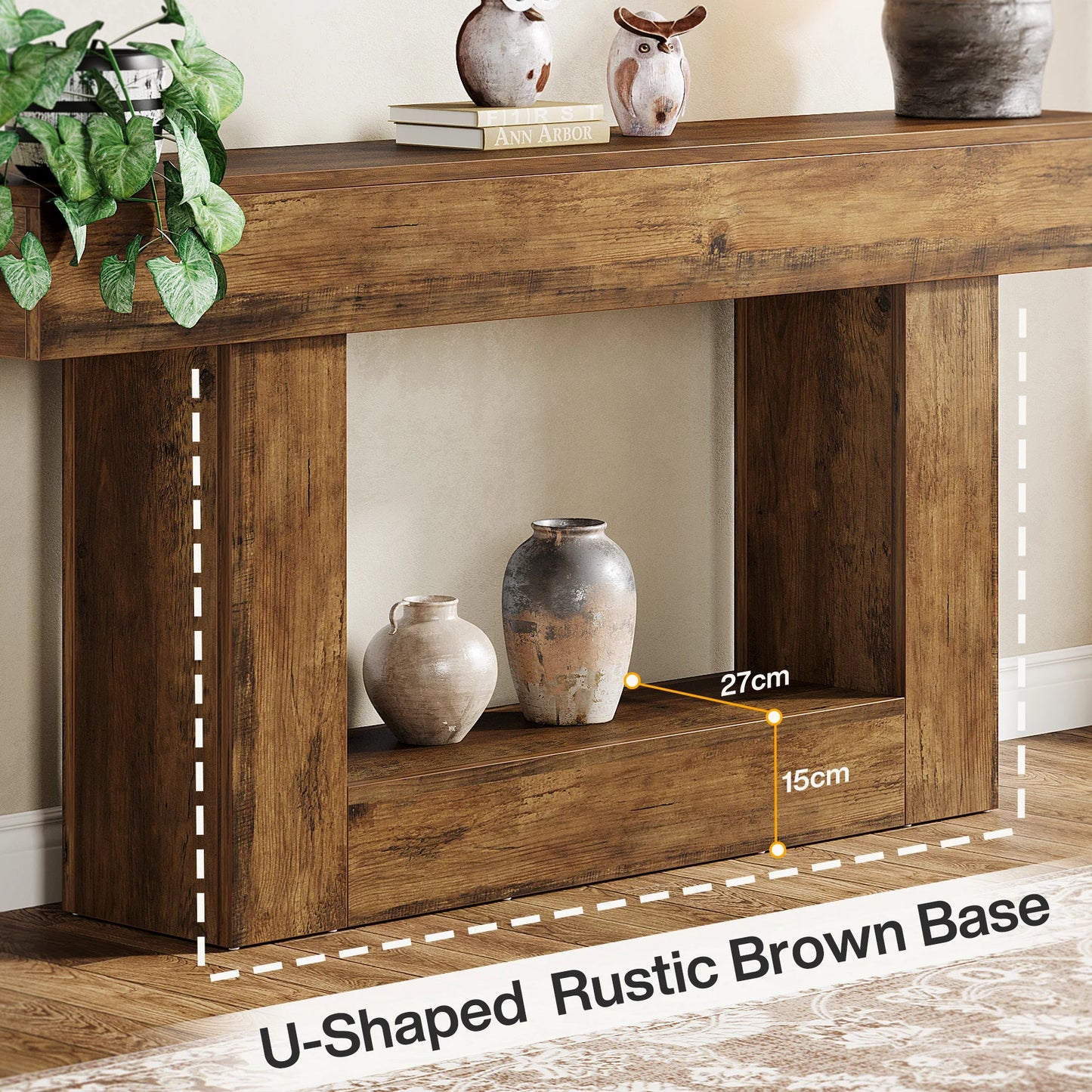 Tribesigns Farmhouse 2-Tier Entryway Console Table With U-Shaped Base