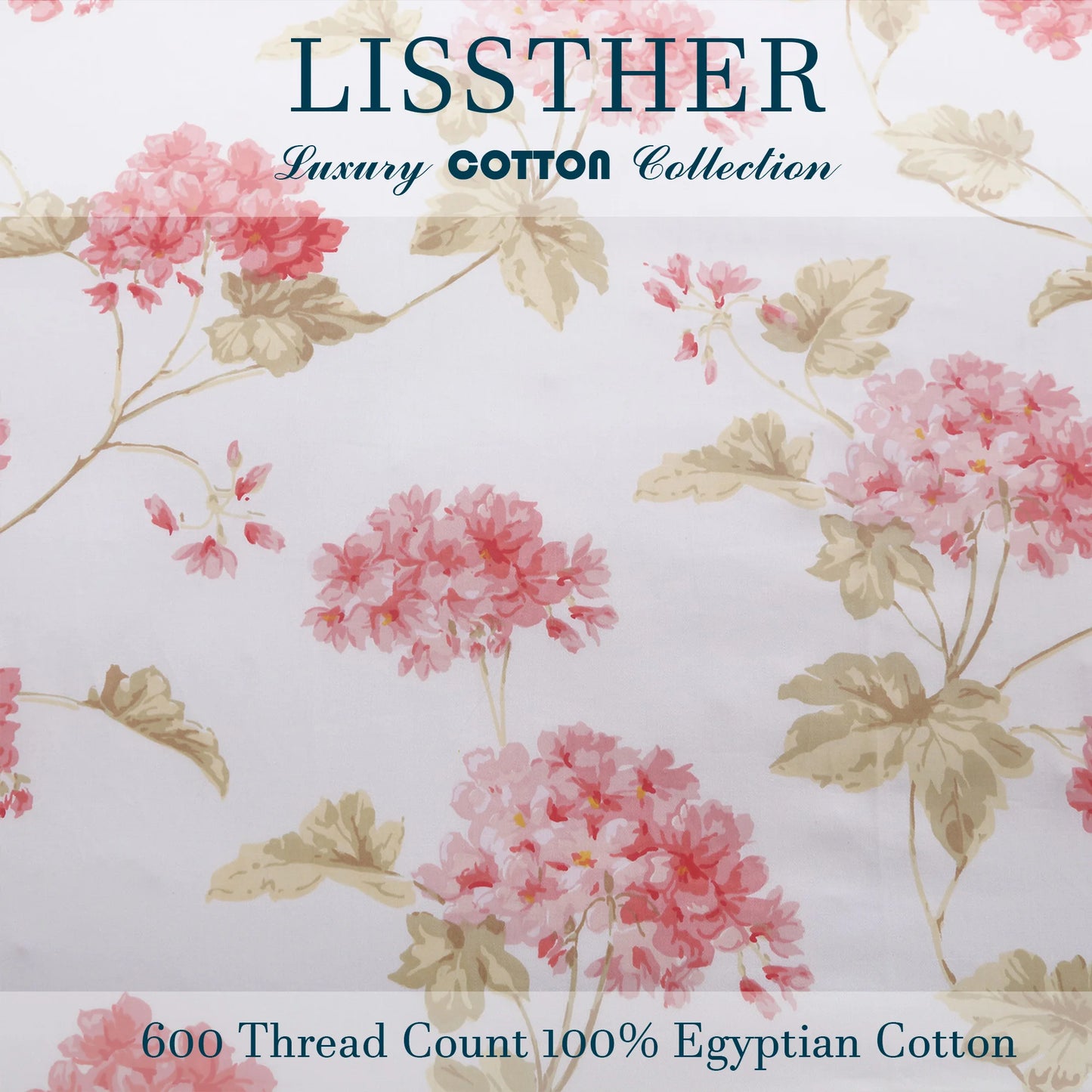 LISSTHERCN 600TC Egyptian Cotton Duvet Cover Set 3pc
