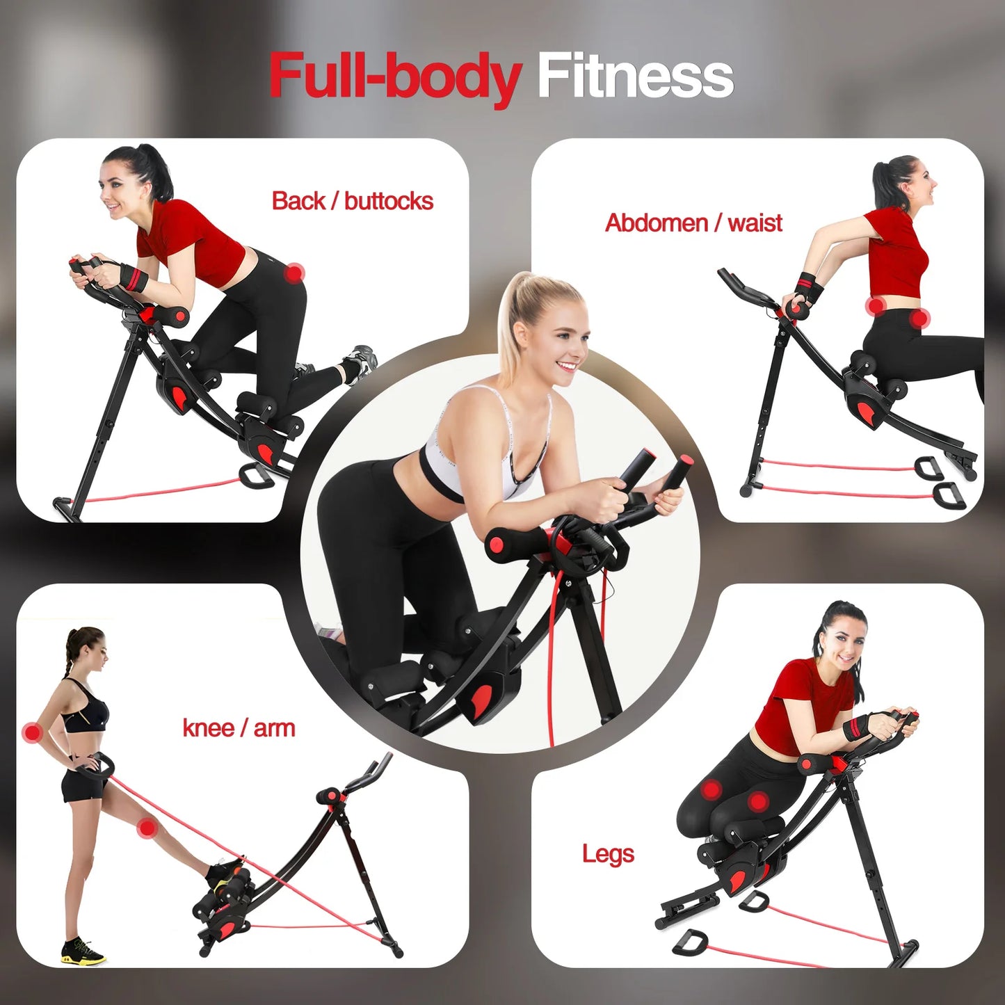 Dual Track Ab Machine Cruncher With Adjustable Height Waist Trainer