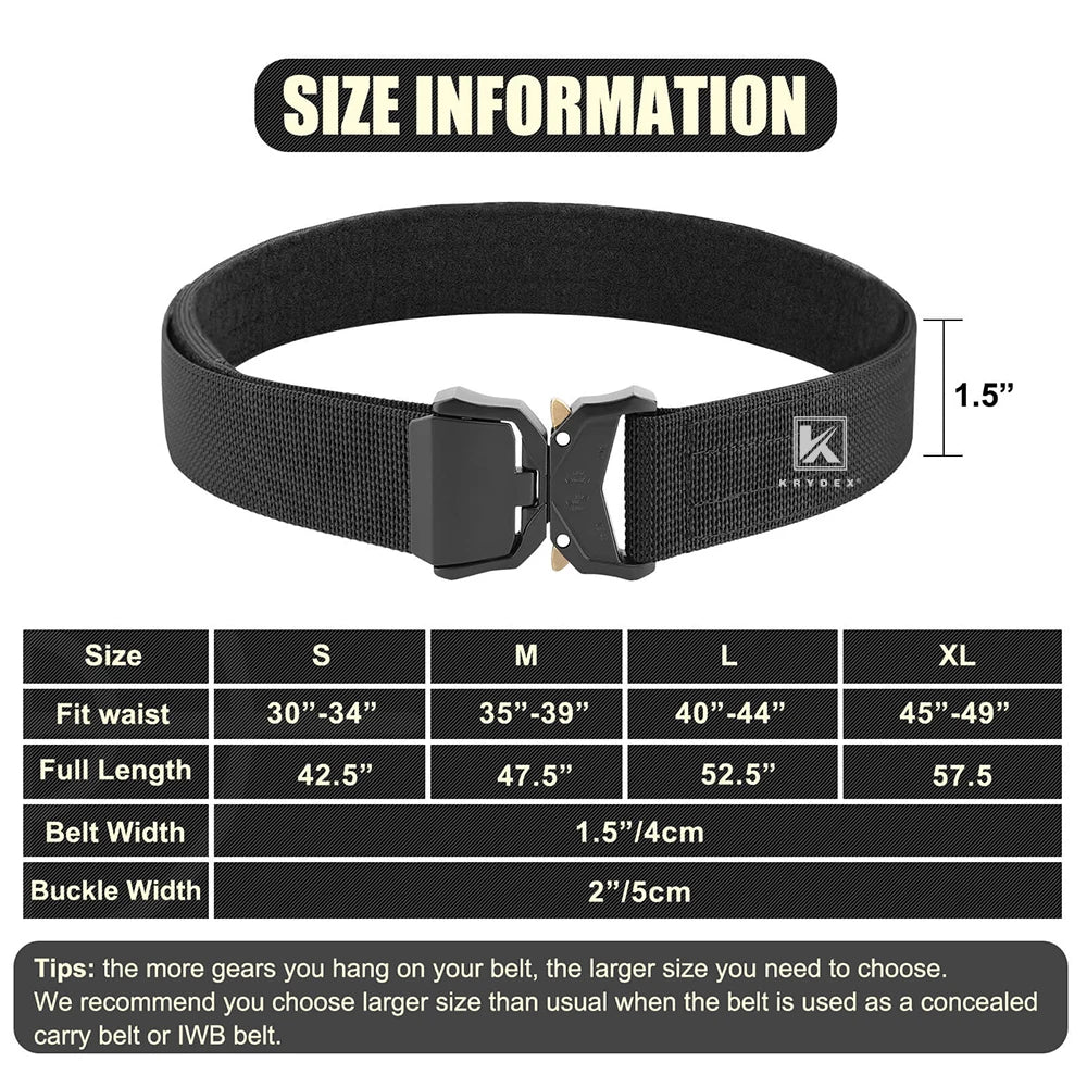 KRYDEX Tactical 2 Ply Riggers Belt with Quick Release Buckle
