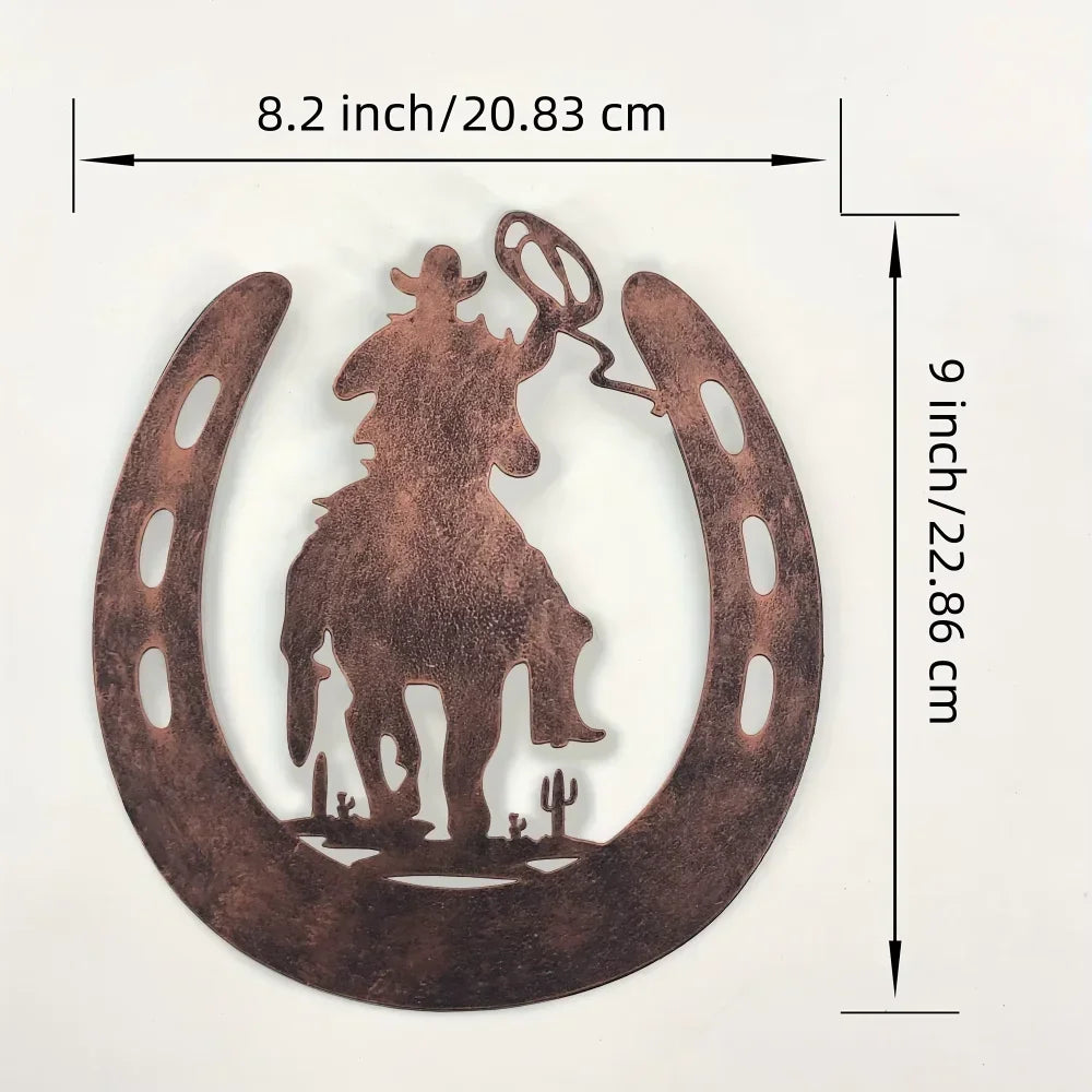 HelloYoung Horseshoe Metal Wall Decor 3pc Set Cowboy Western Rustic