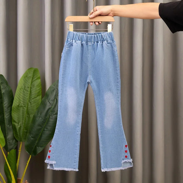 YSUBEST Girls Jeans Bell Bottoms For Spring Autumn Casual Kids