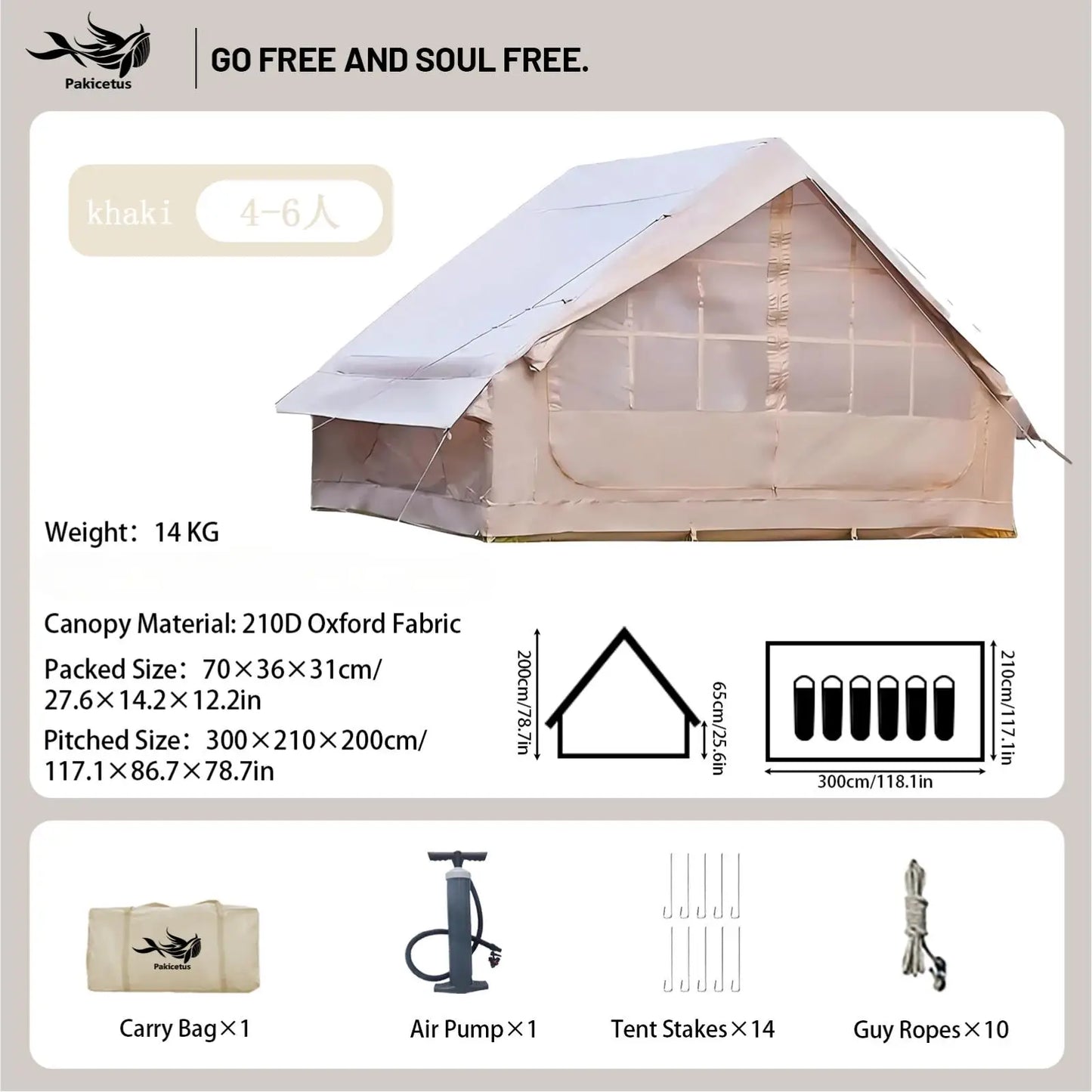 Pakicetus Quick Setup Inflatable Camping Tent With Carry Bag