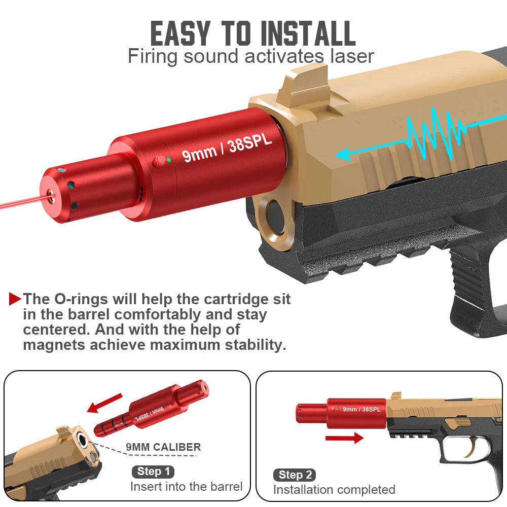9MM Magnetic Suction Laser Training Bullet With Red Dot Laser
