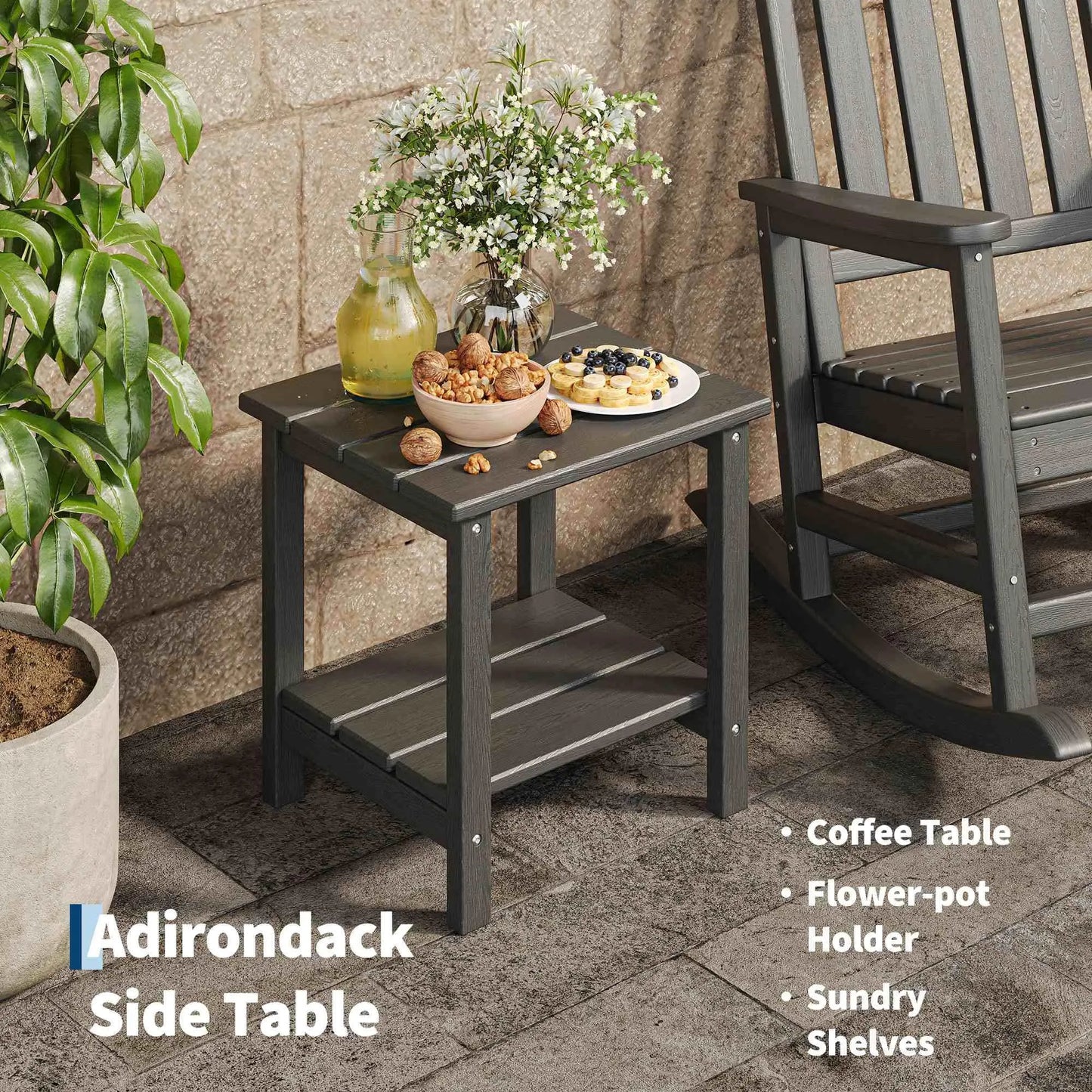 HDPE Rocking Chair Set Of 2 With Side Table Furniture