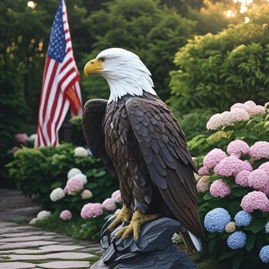 Bald Eagle Garden Statue Outdoor Decor Hand Painted Resin