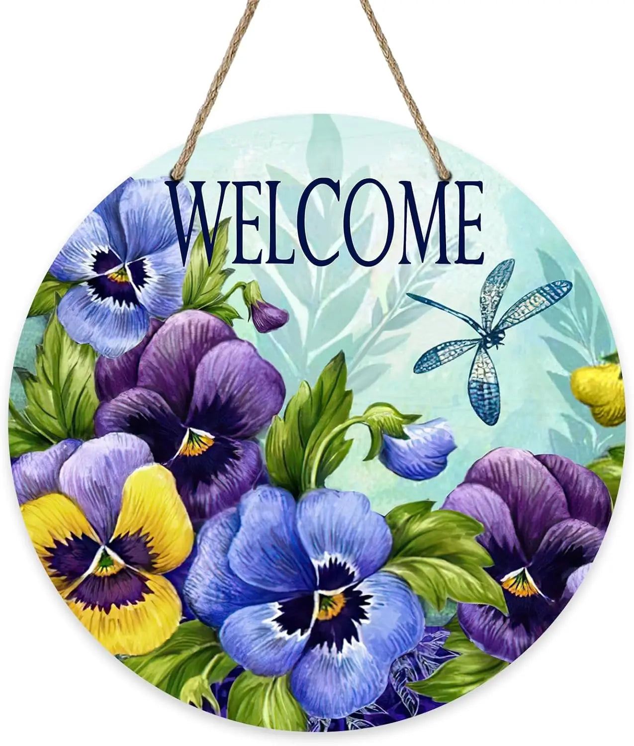 Spring Flowers Hummingbird Round Wooden Sign for Farmhouse Decor