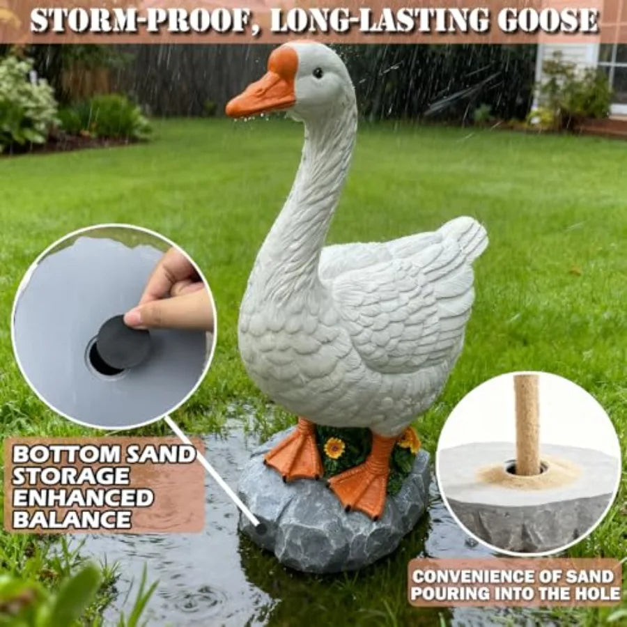 SHXI Resin Goose Statue For Patio Garden Lawn Entryway Outdoor Decor