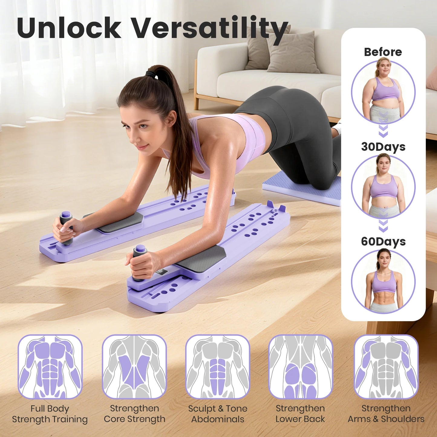 Portable Pilates Board Push Up Ski Balance Board Core Timer