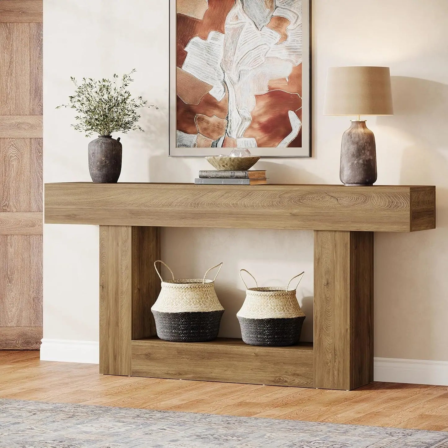 Tribesigns Farmhouse 2-Tier Entryway Console Table With U-Shaped Base