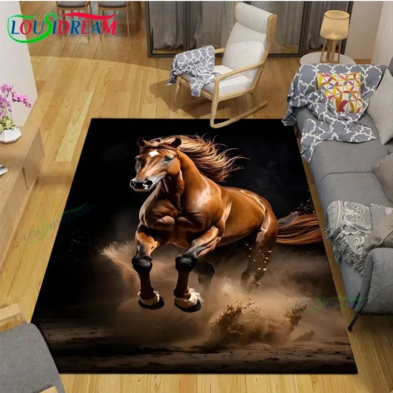 3D Horse Painting Carpet Anti Slip Living Room Rug