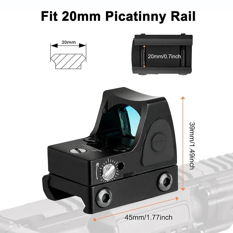Bestsight Mini Red Dot Sight 1x Reflex Scope 20mm Rail