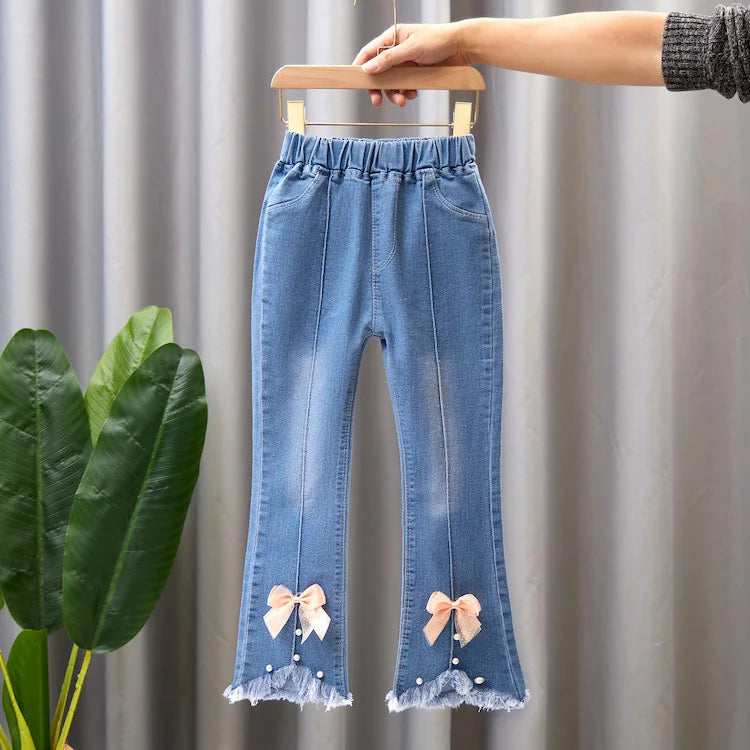 YSUBEST Girls Jeans Bell Bottoms For Spring Autumn Casual Kids