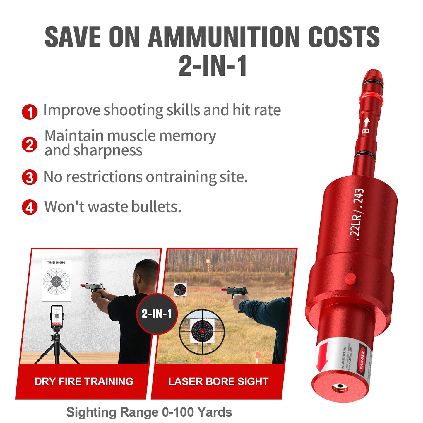 22LR Multifunctional Magnetic Red Green Light Trainer Dual Purpose