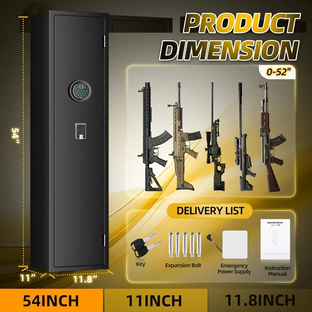 Rifle And Pistols Gun Safe With Dual Alarm Electronic Lock And Removable Racks