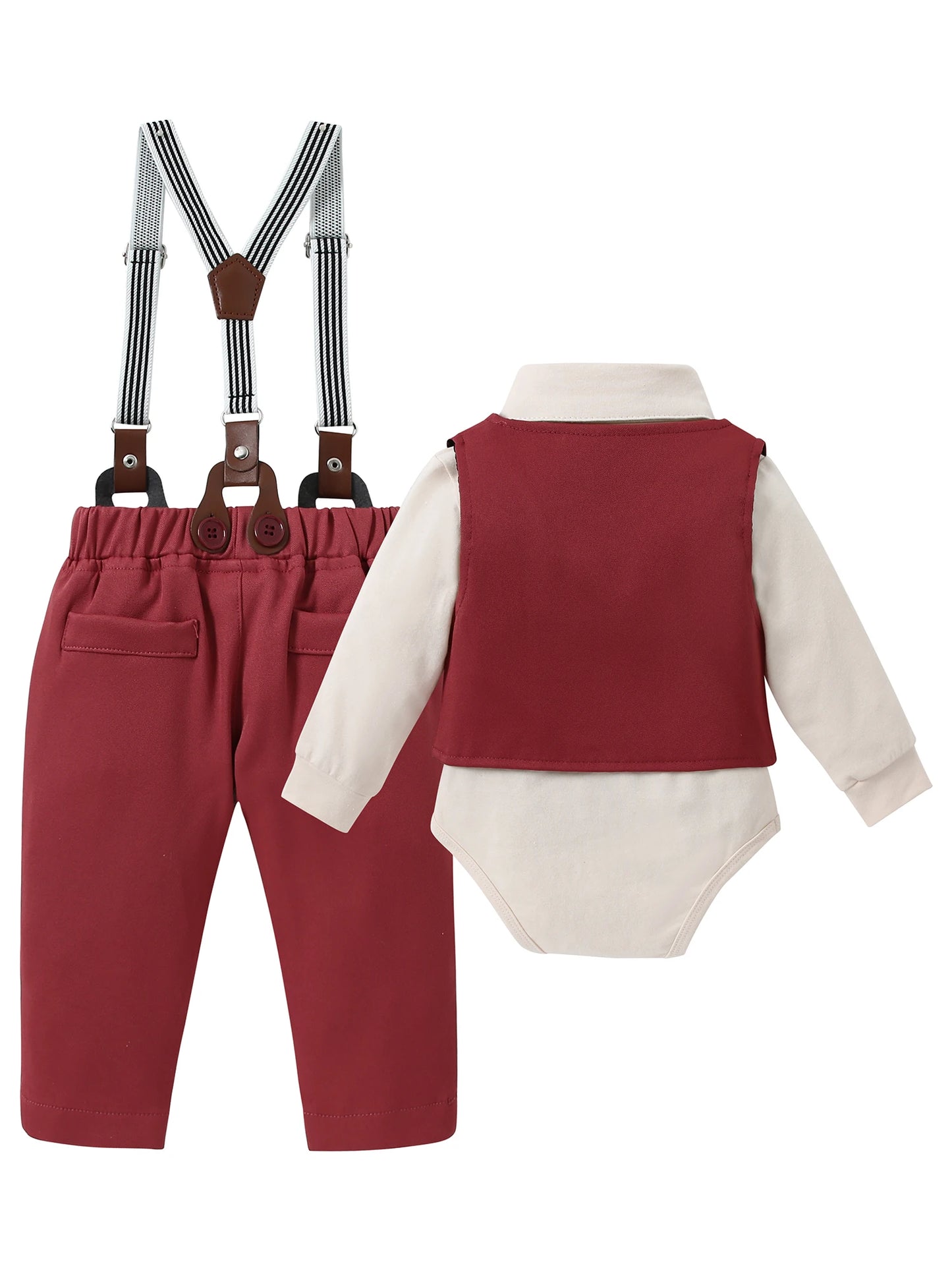 Baby Boy Wedding Outfit Set Dress Shirt Vest Bowtie