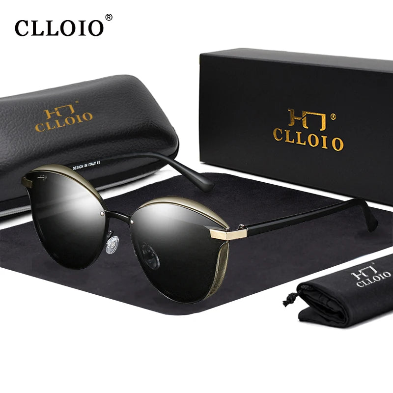 CLLOIO Polarized Sunglasses Women Cat Eye Driving Shades Luxury