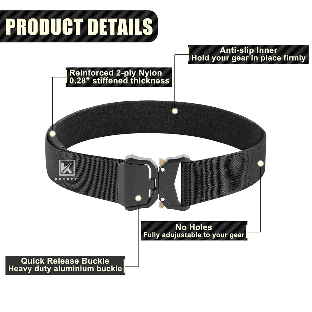 KRYDEX Tactical 2 Ply Riggers Belt with Quick Release Buckle