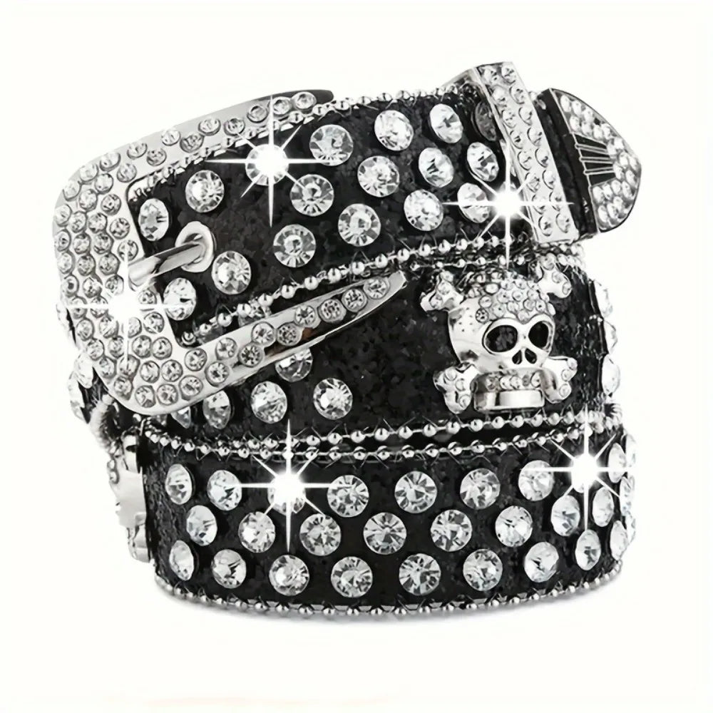 Rhinestone Western Cowgirl Belt PU Leather for Women